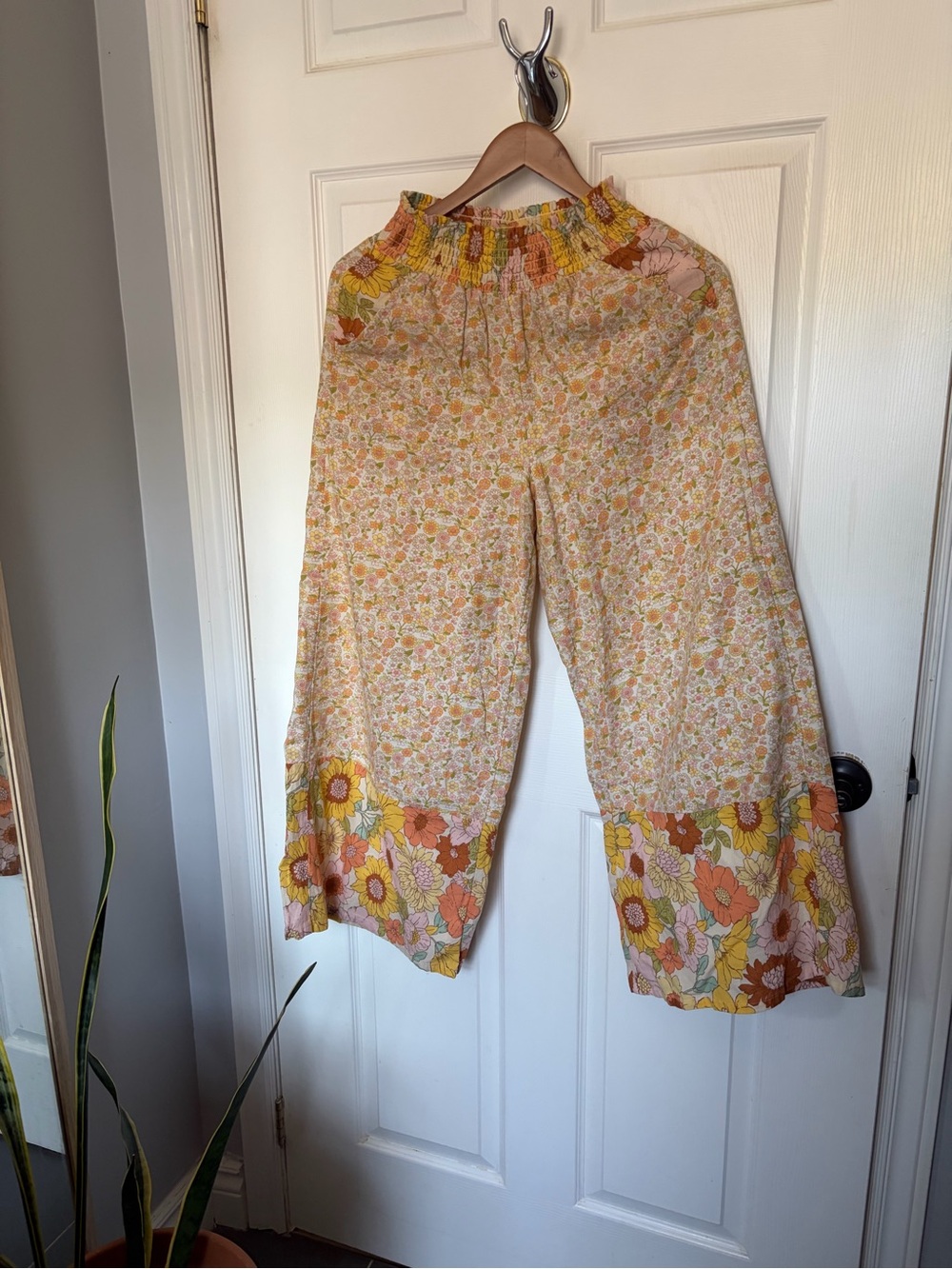 Cotton Wide Leg Boho Floral Pants - Picture 5 of 8